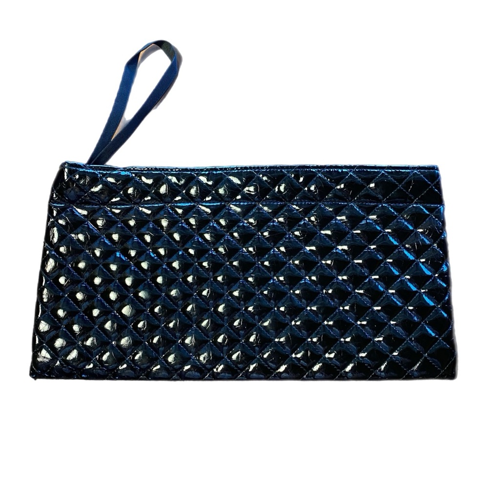 Eliza B/Leatherman Ltd Black Patent Leather Quilted Wristlet/Clutch
